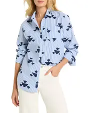 Nic+Zoe Stamped on Stripes Button Front Shirt