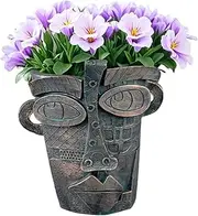 Abstract Face Planter | Plant Pot Abstract Head Resin Planter,Colorful Vase with Drainage Hole Interesting Home Art Decor for Balcony Offices
