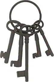 Hananona 8" Vintage Cast Iron Skeleton Key Ring Antique Style Pirate Treasure Chest Keys Set For Farmhouse Decor, Halloween Home Decoration Prop (Style-1)