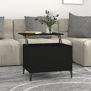 Lift-Top Coffee Table Black 60x44.5x45 cm - Engineered Wood with Metal Frame, Living Room Furniture with Hidden Storage