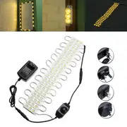 3M SMD5050 Waterproof Warm White LED Module Strip Light Kit Mirror Signage Lamp + Adapter DC12V 7758 UK PLUG
