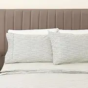 4-Piece King Size Stripe Microfiber Sheet Set | Ultra-Soft, Brushed Bedding Sheets & Pillowcases | Wrinkle Free, Comfortable, All-Season Bed Sheets (King, Dark Grey)