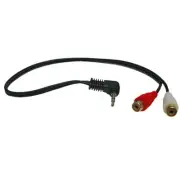 1/8" Male Stereo Y Cable Right Angle 3.5mm to DUAL 2 RCA F Female adapter cord