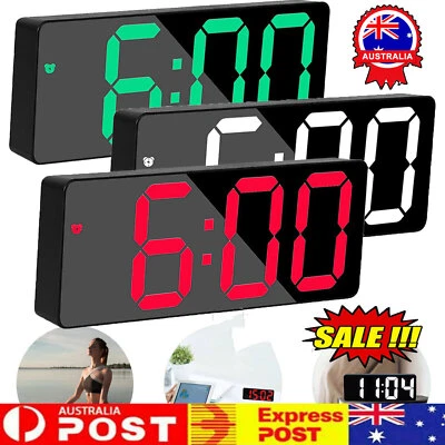 LED Digital Clock Mirror Display Snooze Alarm Temperature Time Table Desk DecoAF