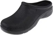 [F Fityle] Unisex Full Kitchen Clogs Black Chefs Shoes Safety Footwear Garden Slip On