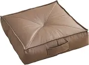Floor Cushion Seating Breathable with Handle Thicken Floor Pillow Chair Seat Pad for Patio Balcony Home Dining Room Tatami, Brown