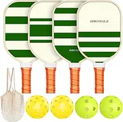Sprypals Pickleball Paddles,USAPA Approved Pickleball Paddles Set of 4 Premium Pickleball Paddle/Fiberglass Pickleball Set of 2 with 4 Pickleball Balls & 1 Carry Bag Gifts for Women Men Beginners & Pros Players