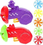 2 Sets Cat Fetch Flying Saucer Launcher Toys Shooter Game Interactive Plaything for Indoors Outdoor Backyard Pet Chasing Exercising Toys Random Color