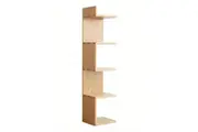 MIUZ Floating Zig Zag Shelf Solid American Oak Wood Minimalist Multi Tier Display for Home or Office