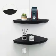 HAO Floating Corner Shelf Invisible Wall 12 Inch with Wire Cable Hole Black