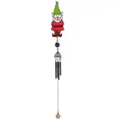 Red Gnome Black Coated Gem Wind Chime 30 Inch Windchime New