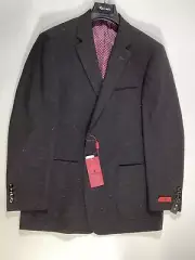 Mens Renoir Black Cotton Blend Vented Rough Weave Casual Blazer NEW