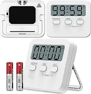 Reelau [2 Pack] Digital Kitchen Timers, Kitchen Cooking Timer Loud Beep (Batteries Included), Large LED Display, Magnetic, Standing, Flash Mode, Countdown Countup Timer for Exercise, Study, Game