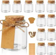 OurWarm 12 Pack Mini Jars with Lids, 1.7OZ Small Glass Bottles with Cork Tag Lab
