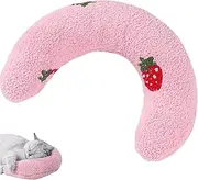 Cat Plush Pillow, U-Shape Cat Pillows for Indoor Cats, Fluffy Cat Calming Pillow, Pet Sleeping Pillow, Dog Neck Pillow for Pet Neck (Pink)