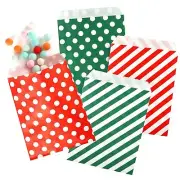 100 Pack Christmas Small Paper Treat Bags For Goody Candy Cookie Buffet, Chris