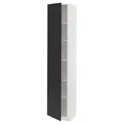 METOD high cabinet with shelves, white/Nickebo matt anthracite, 40x37x200 cm