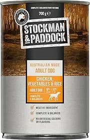 Stockman & Paddock Adult Wet Dog Food, Chicken with Vegetables & Rice 12x700g - Real Australian Meat for Complete Nutrition, A Hearty Meal Dogs Love