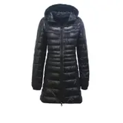 Nevenka Womens Lightweight Puffer Jacket Hooded Winter Mid Length Coat-Black