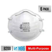 3M Sanding and Fiberglass Respirator N95 Particulate, 8200H6-DC, 6 eaches/pack