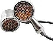 Yecnecty 1 Pair Universal Mesh Lens Chrome Motorcycle Turn Signal Light LED M10 Screws Alloy Grill Motorbike Front Rear Indicator Flashers