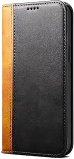 Case Compatible with Samsung Galaxy A13 5G/4G/A04S,Premium Leather Folio Flip Wallet Cover Magnetic Closure Book Design with Kickstand and Card Slots,Black Khaki