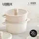 【韓國LENANSE】us 韓國製IH陶瓷塗層不沾雙耳淺湯鍋(1.7L)-20cm-象牙白