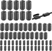 Tamicy 60 Pieces Clip-on Ferrite Ring Core RFI EMI Noise Suppressor Cable Clip for 3mm/ 5mm/ 7mm/ 9mm/ 13mm Diameter/Video Cable Power Cord (Black)