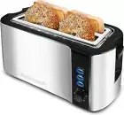 Elite Gourmet ECT-3100 Long Slot 4 Slice Toaster, Reheat, 6 Toast Settings