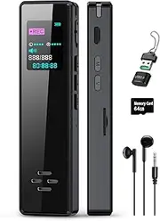 64GB Digital Audio Voice Recorder for Lectures Meetings, Voice Activated Tape Recorder with Playback Dictaphone Sound Recorder Recording Device, Noise Reduction, MP3 Player
