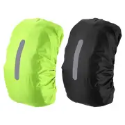 2Pcs 40-50L Waterproof Backpack Rain Cover with Vertical Strap m Black/Green