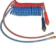 Coiled AIR Set LINE Assembly RED & Blue Truck Trailer Set with DURA-Grips 15' Length: 1 X 12 & 1 X 40 Leads