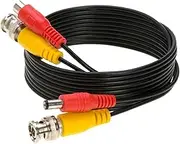 10FT Black Premade BNC Video Power Cable / Wire For Security Camera, CCTV, DVR, Surveillance System, Plug & Play (Black, 10)