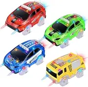 Tracks Cars Replacement only, Toy Cars for Magic Tracks Glow in The Dark, Racing Car Track Accessories with 5 Flashing LED Lights, Compatible with Most Car Tracks for Kids Boys and Girls(3pack)