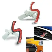 S Red Silver / Black Front Hood Grille Badge Emblem fits Mini