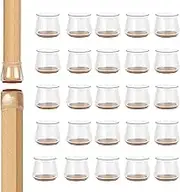Bigqin 24PCS Chair Leg Floor Protectors Silicone Furniture Cups Soft Table feet Cover with Felt Pads, Cap for Round & Square Leg, Without Leaving Marks Scratches Noise, Transparent, S