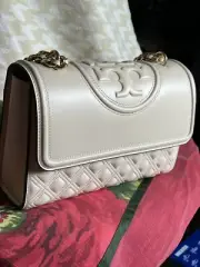 Tory Burch Fleming Convertible Shoulder Bag / Leather/New Cream / $598