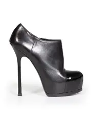 Black Leather Cap-Toe Ankle Boots