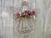 Elegant rustic Handmade Christmas Angel beads Grapevine ornament wreath