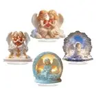Acrylic Winged Angel Decoration 2D with Base for Home Living Room Office