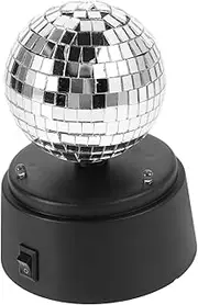 CVUTOVO Battery Powered LED Disco Ball Lamp Portable Stage Light with Rotating Mirror Reflection for Outdoor Parties Easy Operation for Ktv Bars Battery Not Included
