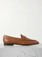 [Gucci] Gucci - Jordaan Horsebit-detailed Leather Loafers - Light brown - IT38.5 IT 38.5 Brown