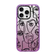 iPhone 16 Pro Impact Case MagSafe Compatible FACE MOSAIC SKETCH 4 CLEAR CASE IPHONE, ABSTRACT MINIMAL PEOPLE MEN ILLUSTRATION By Ebi Emporium