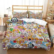 v252 Bed Sheets Cartoon Lanky-box Foxy Boxy Bedding Set,Duvet Cover Bed Set Quilt Cover Pillowcase,King Queen Twin Size Boys Girls Adults 3-Piece Bedd