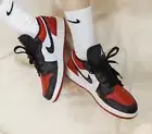 Nike Air Jordan 1 Low Bred Toe Sz GS 4Y / Womens 5.5 Chicago Black White Red