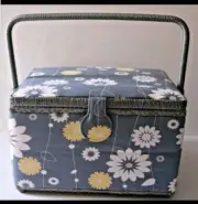 Grey Floral Sewing Storage Box