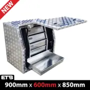 900x600x850mm Checker Plate Full Door Aluminium Toolbox With Drawers