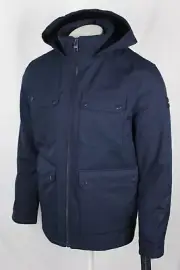 Tommy Hilfiger Men's Coat Sherpa Lined Softshell Jacket Blue Four Snap Pockets