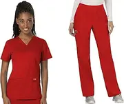 [Cherokee] Workwear Revolution WW620 Women's V-Neck Mid Rise Straight Leg Scrub Set WW110