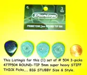 Dunlop Guitar Pick, 477P504 PRIMETONE ROUND-TIP #504 5.0mm style pick, 3-Picks